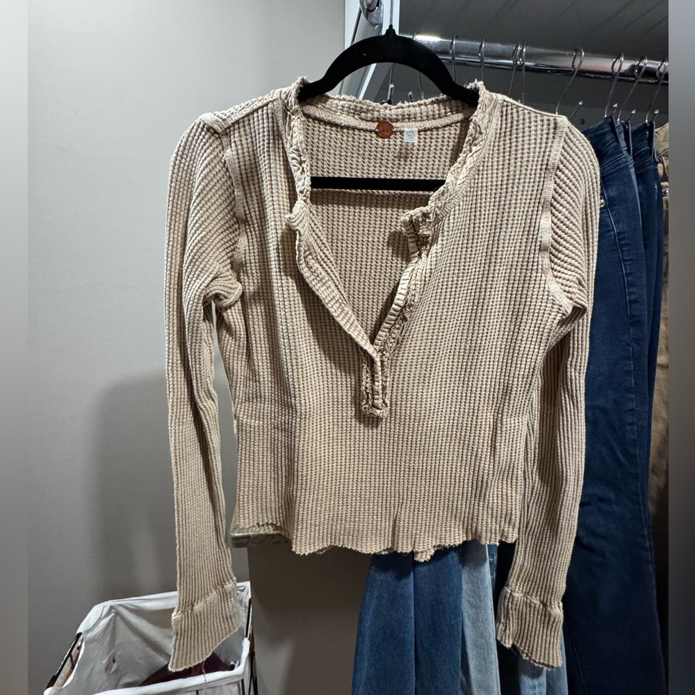 Free People Colt Long Sleeve Waffle Knit Henley